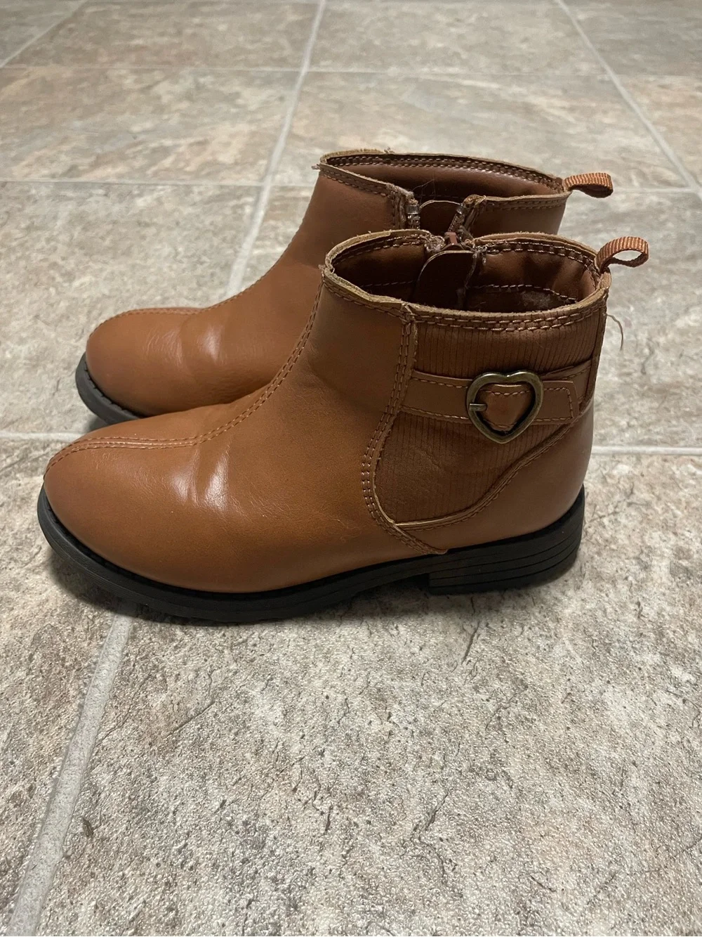 Carters Brown Ankle Boots with Heart Buckle